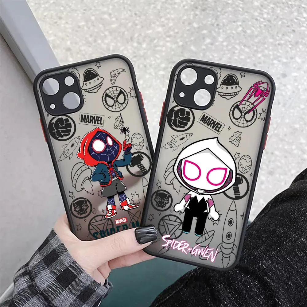Фото Чехол SPIDERMAN Miles Morales для iPhone 17E 17 16 16E 15 14 13 12 11 Pro Max 17 Air 7 8 Plus X XS, защитный чехол Spider Gwen Marvel №3