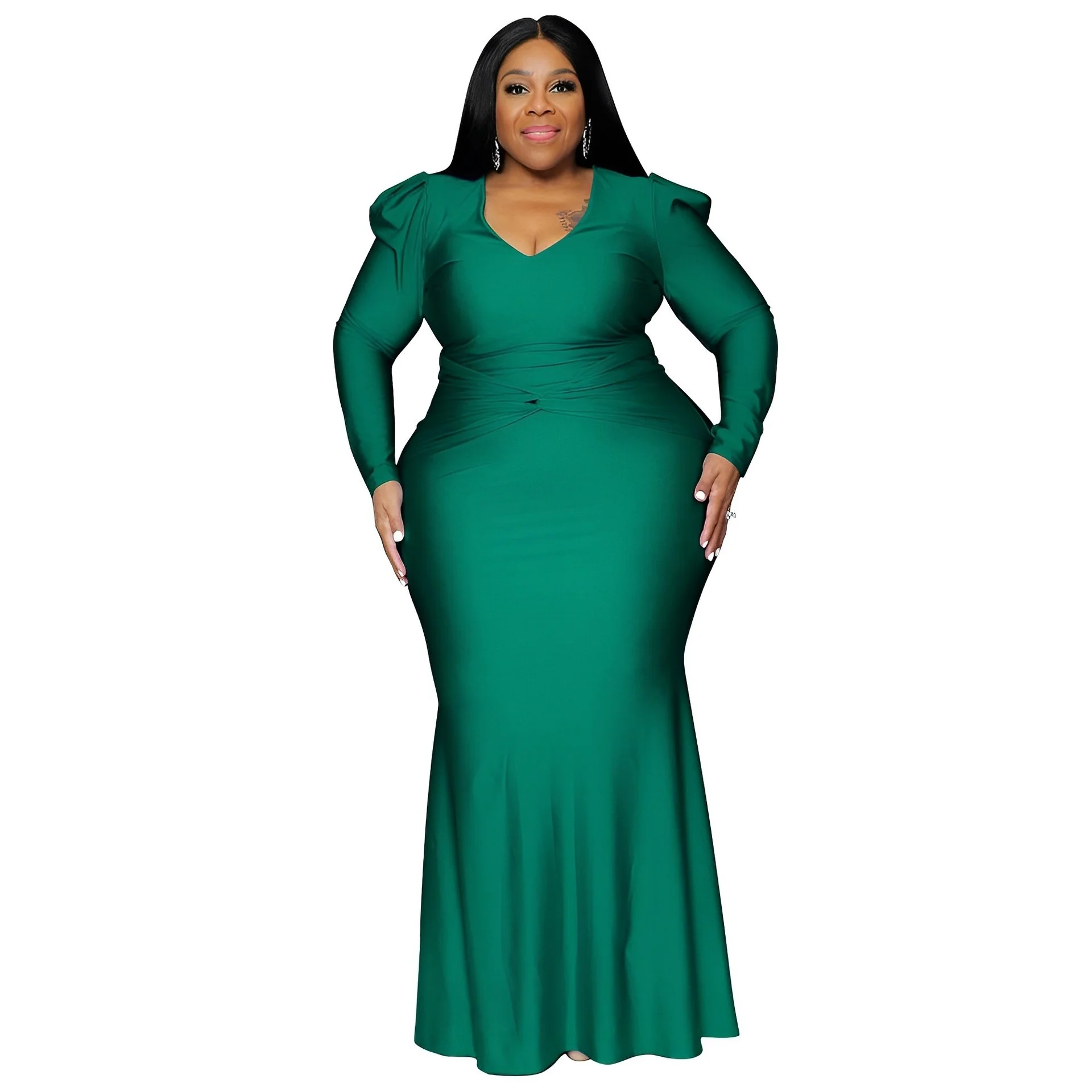 Plus Size Women Evening Dress v Neck Solid Knittin Long Sleeves Stretchy Party Maxi Dresses Spring 4xl 5 3xl 4xl 5xl 6xl