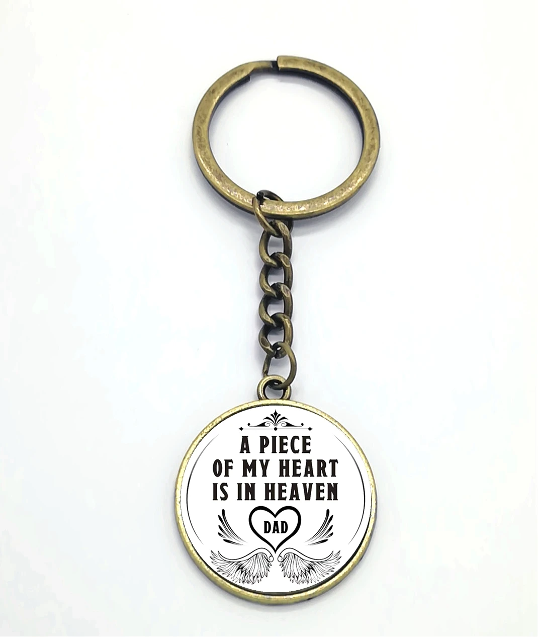 

2022 New Fashion Charm My Heart In Heaven DAD Like Glass Keychain Gift