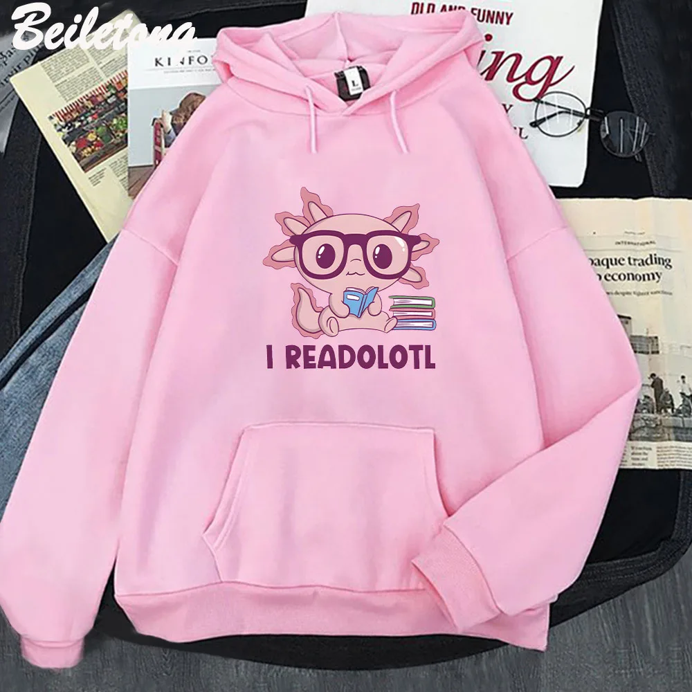 

I Readolotl Axolotl Hoodies Kawaii Printed Woman Spring/Autumn Graphic Sweatshirt Vintage Y2k Harajuku Sudaderas Popular Tops