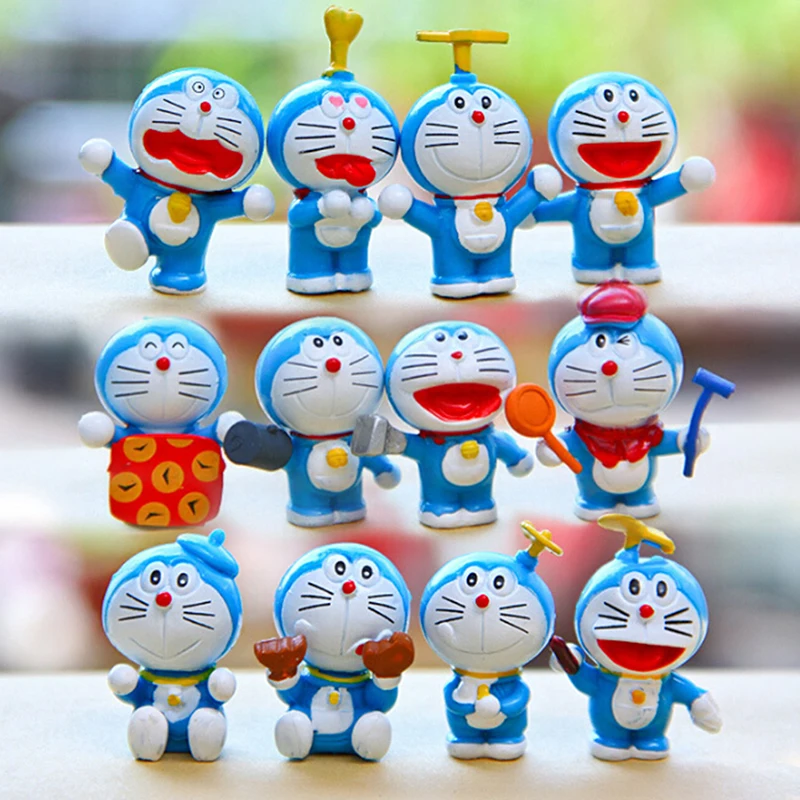 12 шт. Аниме Doraemon Kawaii экшн-фигурка синий толстый Дораэмон Nobita Коллекционная модель