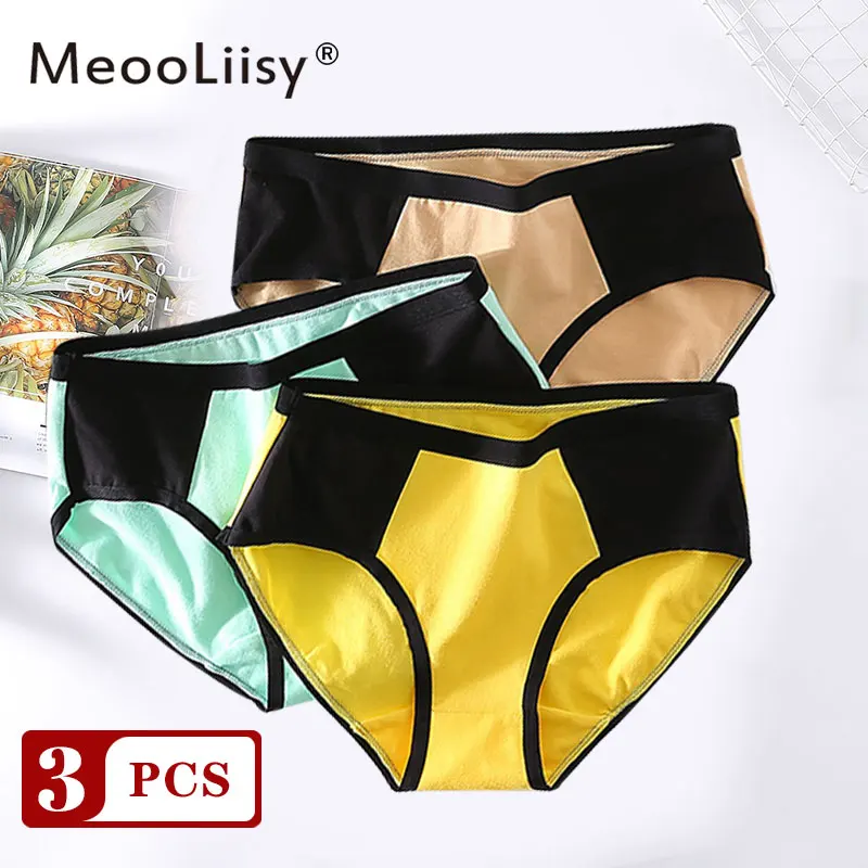 

MeooLiisy 3 шт./упак.! Хлопковое нижнее белье, размеры от M до 5XL, трусики для женщин, бесшовные Однотонные трусы, трусы