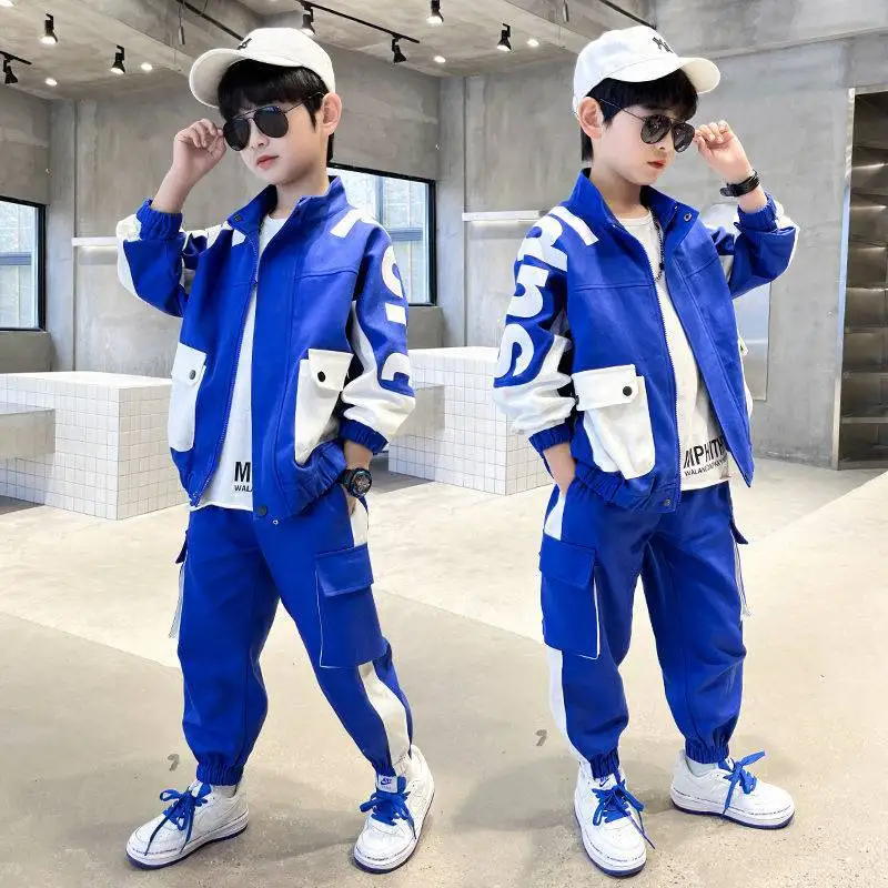 

Teen Boys Cotton Clothing Suits 2022 New Arrivals Fashion Patchwork Sportwear Kids Casual Outfits Two Pieces Tracksuits Clothes