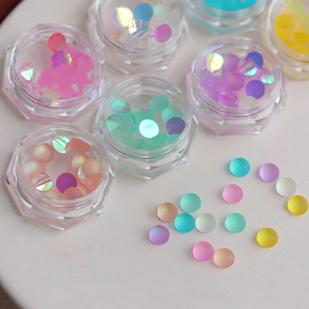 

100Pcs Cat Eye Nail Art Rhinestone Half Round Aurora Flatback Manicure CatEye Decorations Matte DECOR Accessories For Nail Charm