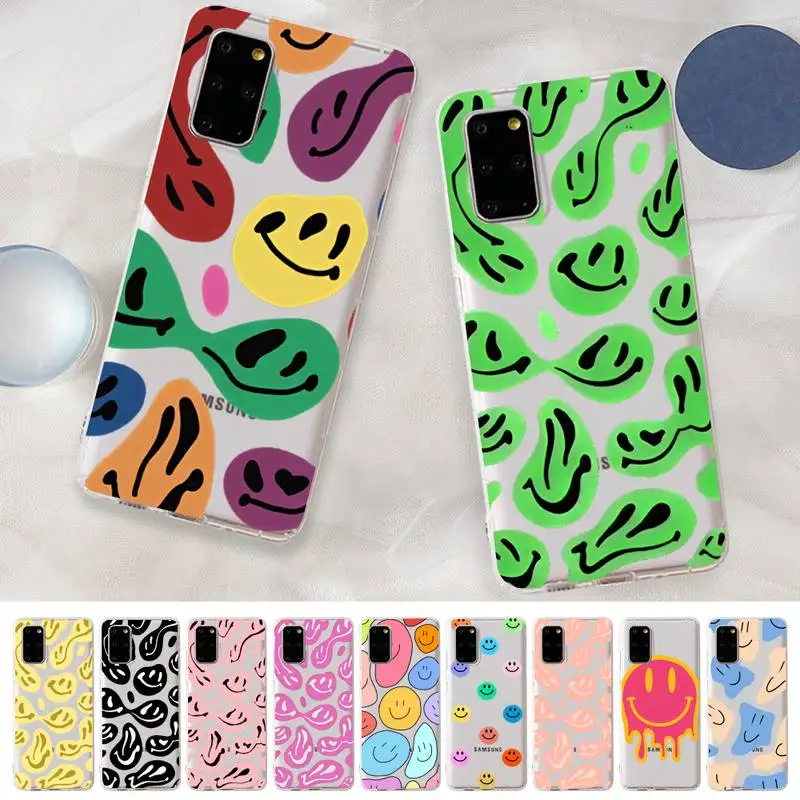

FHNBLJ Funny Smiley Face Phone Case for Samsung S20 S10 lite S21 plus for Redmi Note8 9pro for Huawei P20 Clear Case