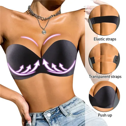 Women Strapless Bra Push Up Bras No-Wired Bralette Invisible Backless Female Underwear Sexy Lingerie For Ladies