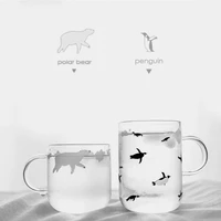 2022 creative polar series water cup household handmade glass cute cup office polar bear penguin couple cup gift milk cup