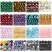 natural stone beads multicolor aquamarine tiger eye pink agate glass loose spacer beads for jewelry making diy bracelet necklace