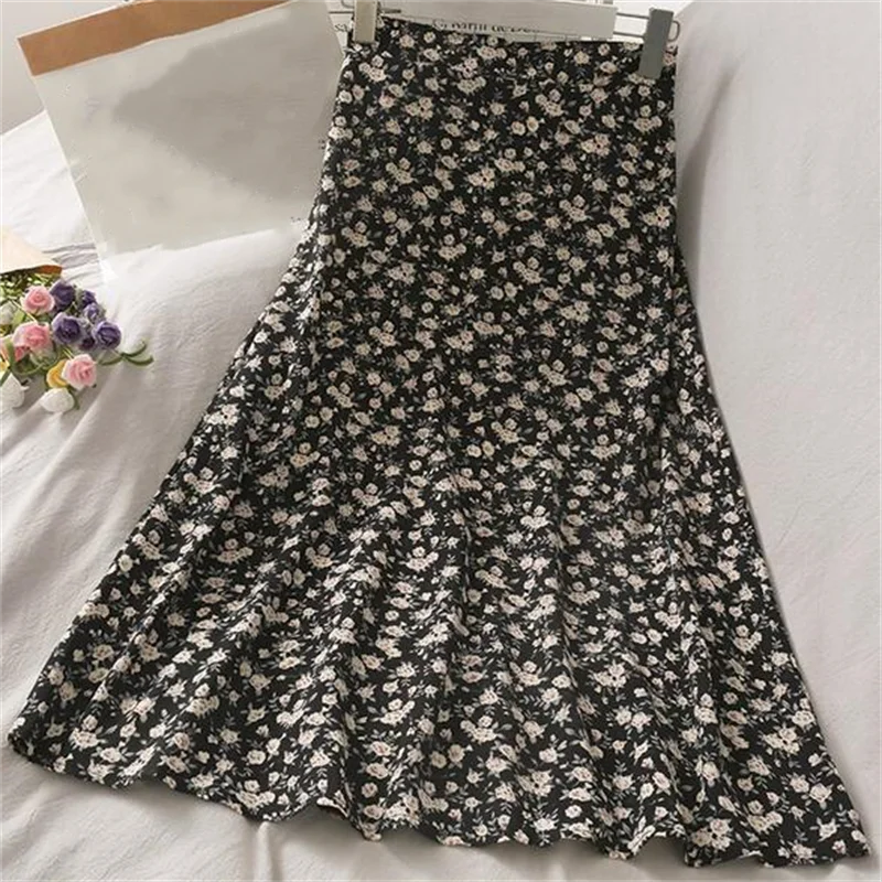 

Woman Skirt 2023 Summer New Korean Ins Fashion Temperament Gentle Vintage Floral Slim Versatile High Waist Skirt For Female
