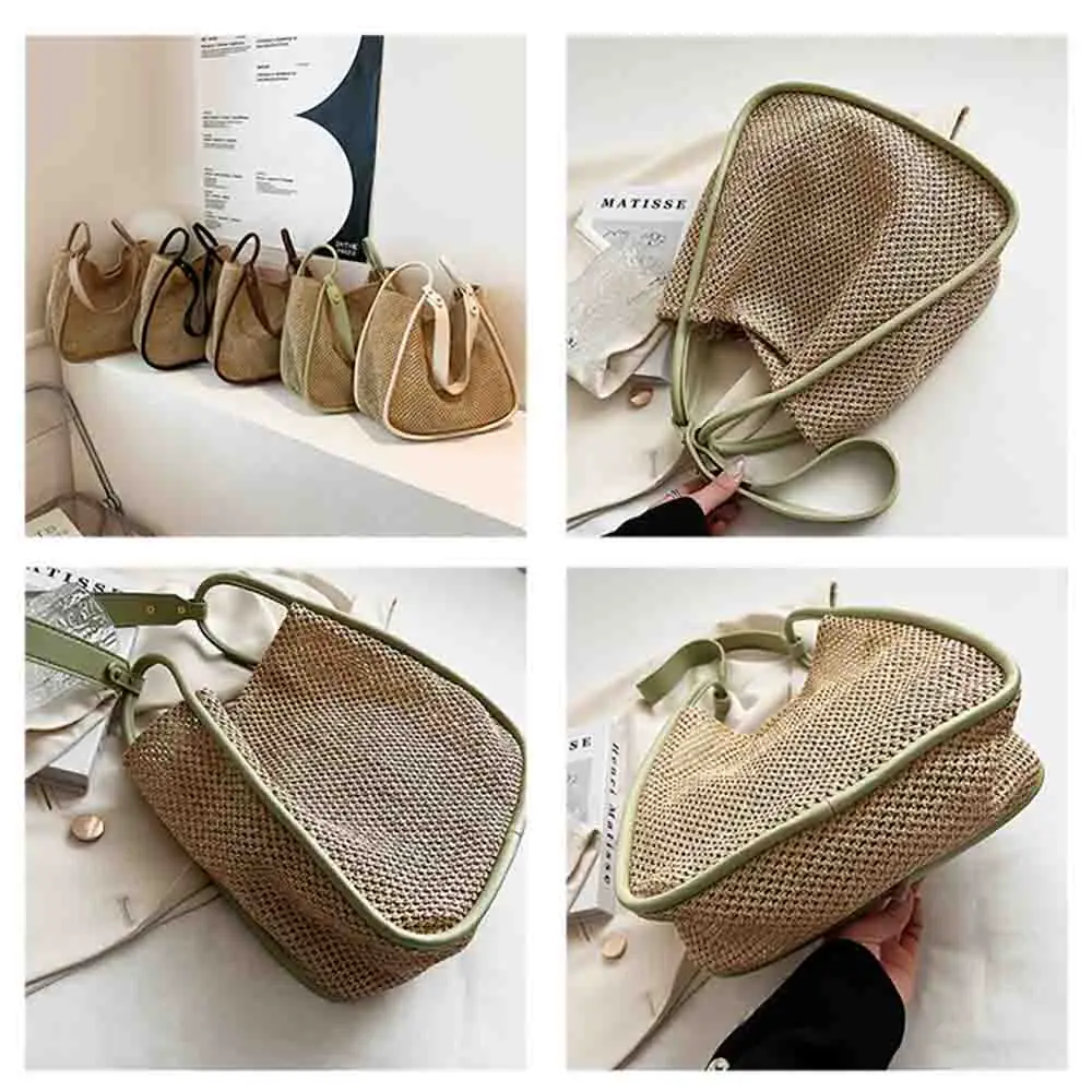 Модная простая стильная легкая женская летняя сумка плетеные пляжные