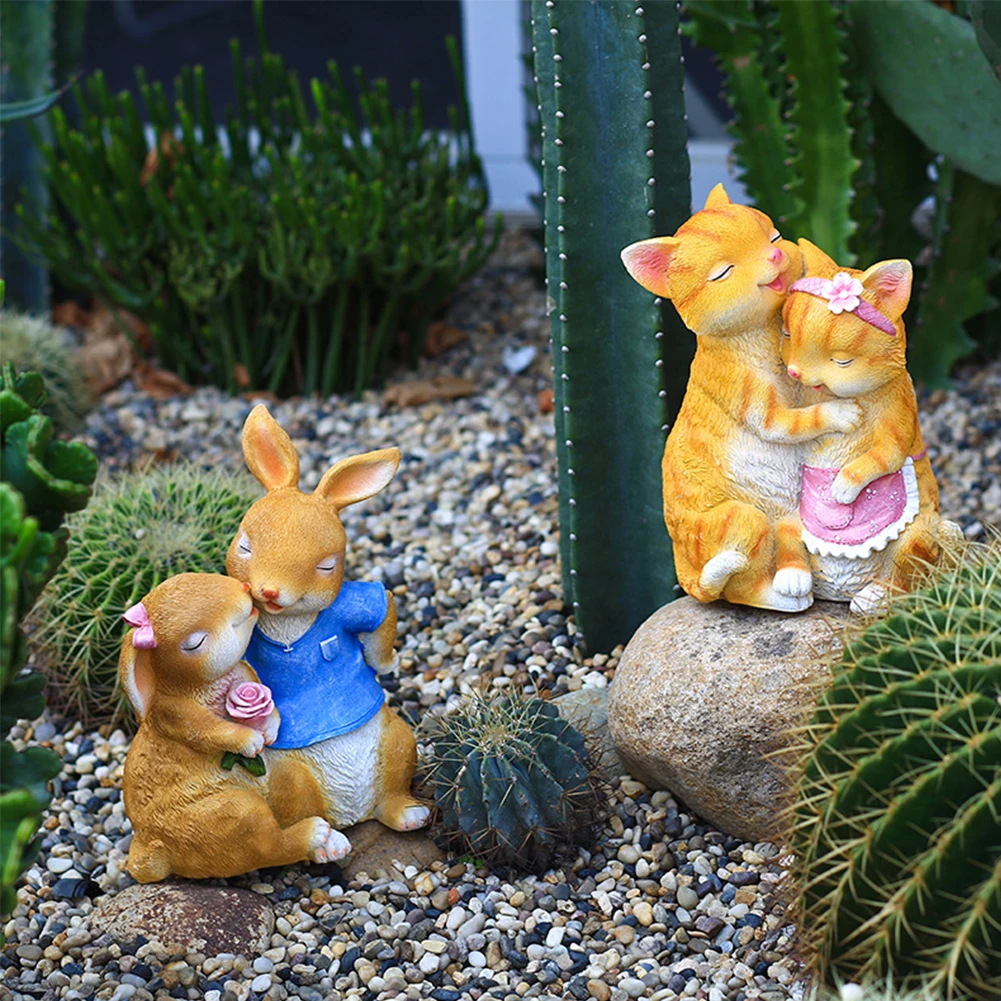 

Resin Animal Landscaping Aging Resistance Couple Animals Animal Sculptures Durable Handmade Holiday Gifts for Yard Lawn Supplies