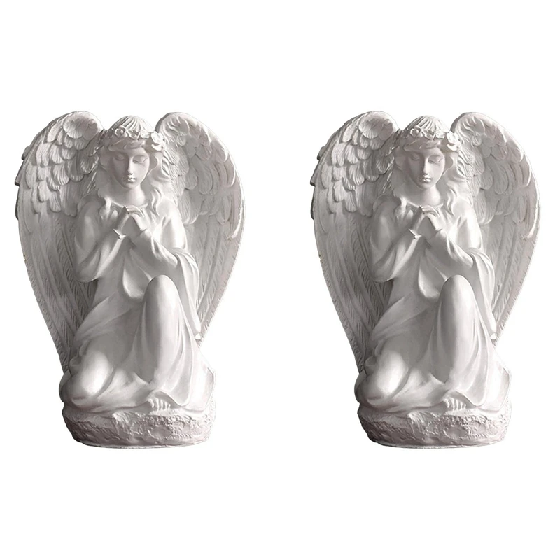 

2X Guardian Angel Statue Shelf Living Room Bedroom Decor Figurines Praying Cherub Adorable Angels Statues For Women Retail