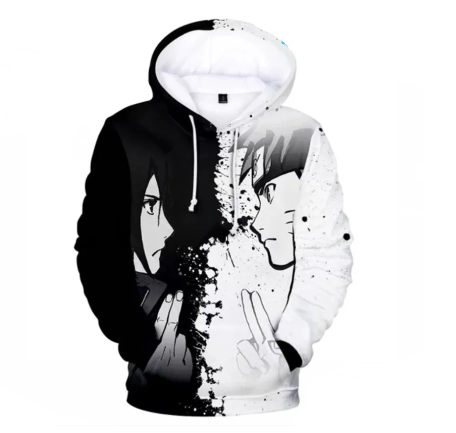 

3D Printed Sasuke/Kakashi Hooded Akatsuki Clothes NEW Black and White Wolf Hoodie Boys/girls Hoodies Kpop Akatsuki Kids Tops