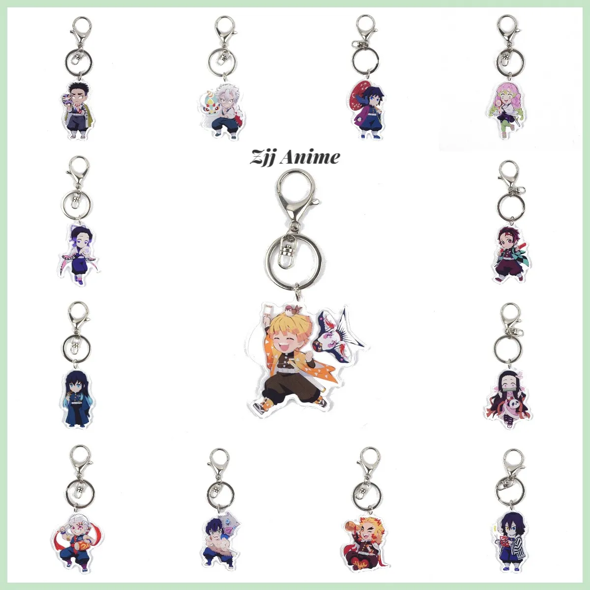 

Anime Demon Slayer Kimetsu No Yaiba Tanjirou Keyring Acrylic Figure Rengoku Kyoujurou Keychains Kawaii Bags Key Chains Fans Gift