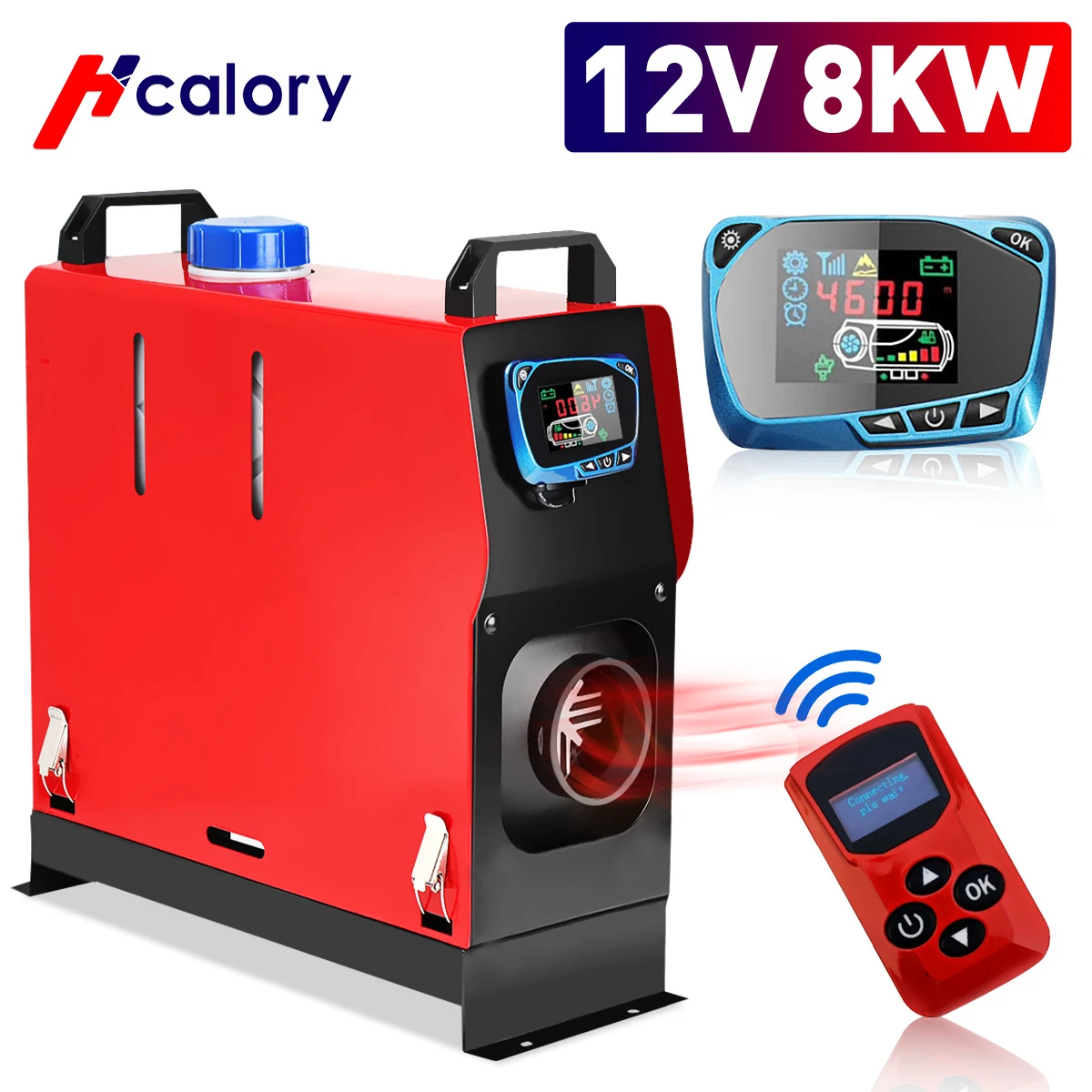 Hcalory 12V 5-8KW Diesel Air Heater Host Adjustable Blue LCD English Remote Control Integrated Parking Heater Machine For Car