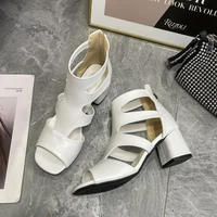 2022 comfortable fashion shoes women sandals high heels summer sweet fashion wedding shoes white and black handmade
