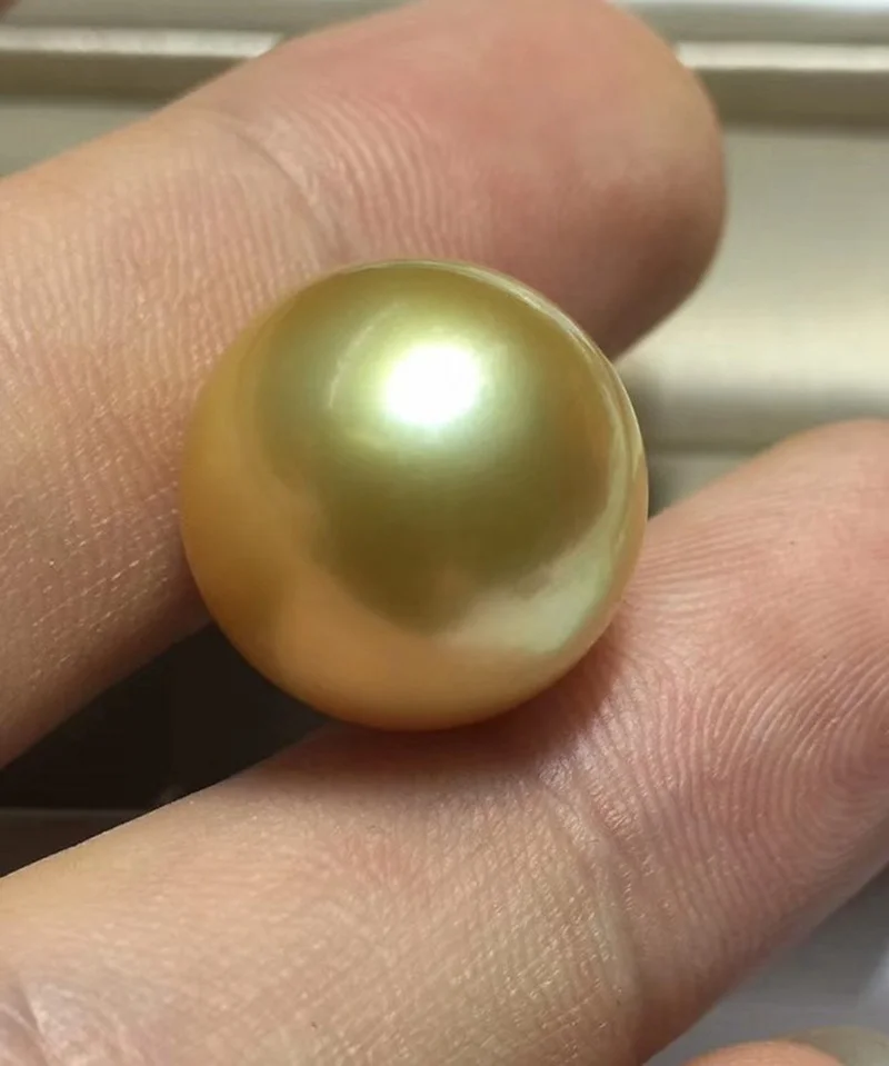

Natural 15mm Sea Golden Round Genuine Loose Pearls Free Shipping For Women Undrilled Gemstones Jewelry