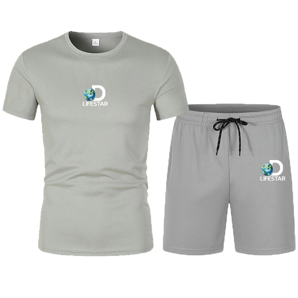 Summer Popular New Men's T-shirt+Shorts Suit Men's Sports Suit Brand Printing Casual Fashion Breathable T-shirt Set Men Clothing