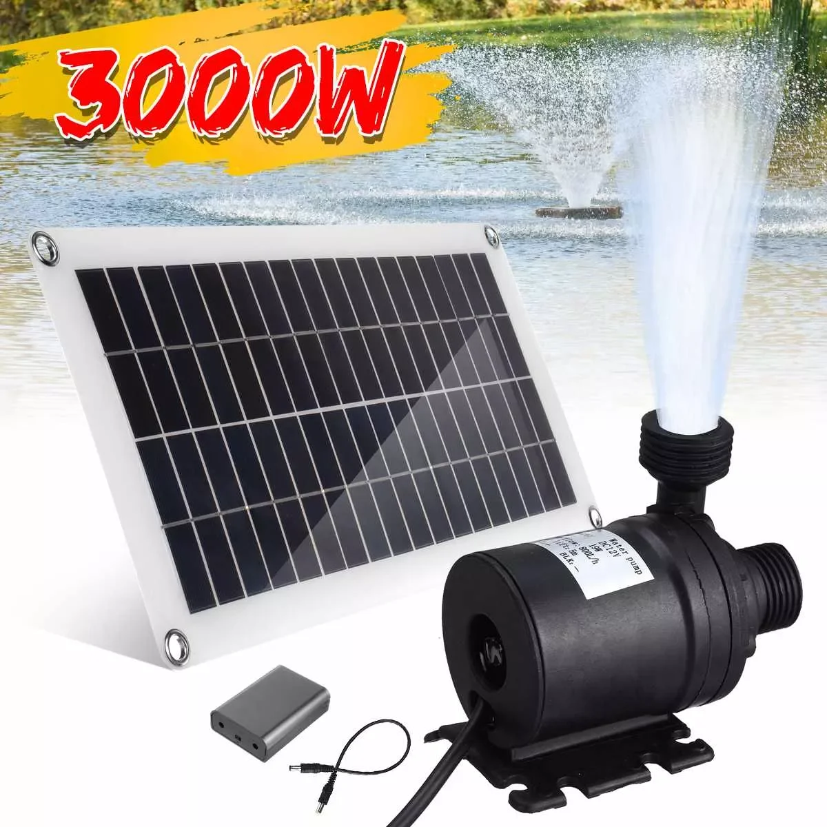 

3000W 800L/H Solar Panel Kit Brushless Solar Water Pump Solar Cell Photovoltaic Panel Fountain Water Pump Water Pool Pond Pump