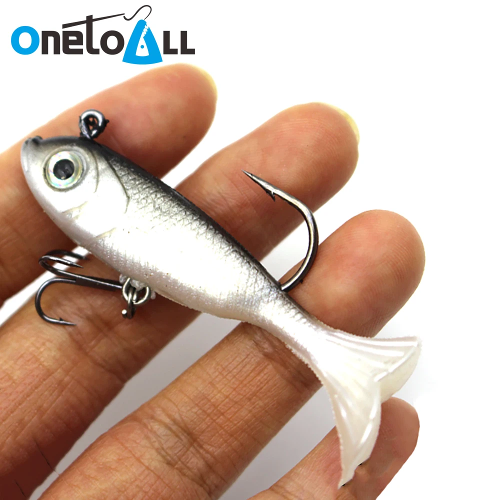 

OnetoAll 6cm Soft Bait Fishing Lure With Hooks 7g Shad Swimbait 3D Eyes Wobblers Artificial Silicone Lures Bass Shad Carp Bait