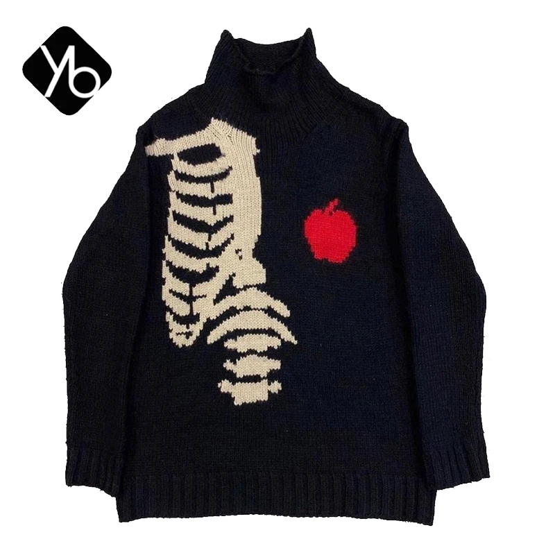 

Джемпер мужской с рисунком скелета, стиль Харадзюку, уличная одежда в стиле хип-хоп, Повседневный пуловер оверсайз для женщин