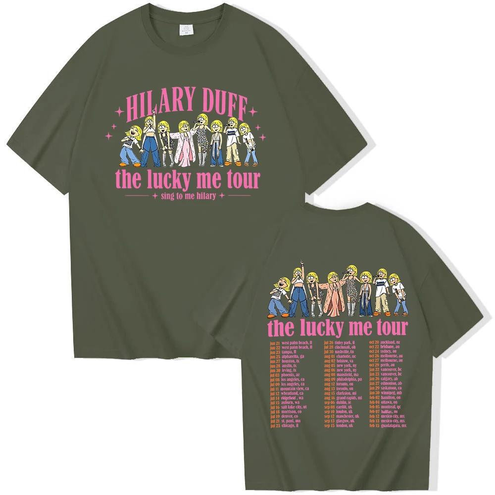 Фото Футболка The Lucky Me Tour 2026 для мужчин и женщин, концерт Хилари Дафф, уличная одежда в стиле Харадзюку, короткий рукав, футболка Y2k №2