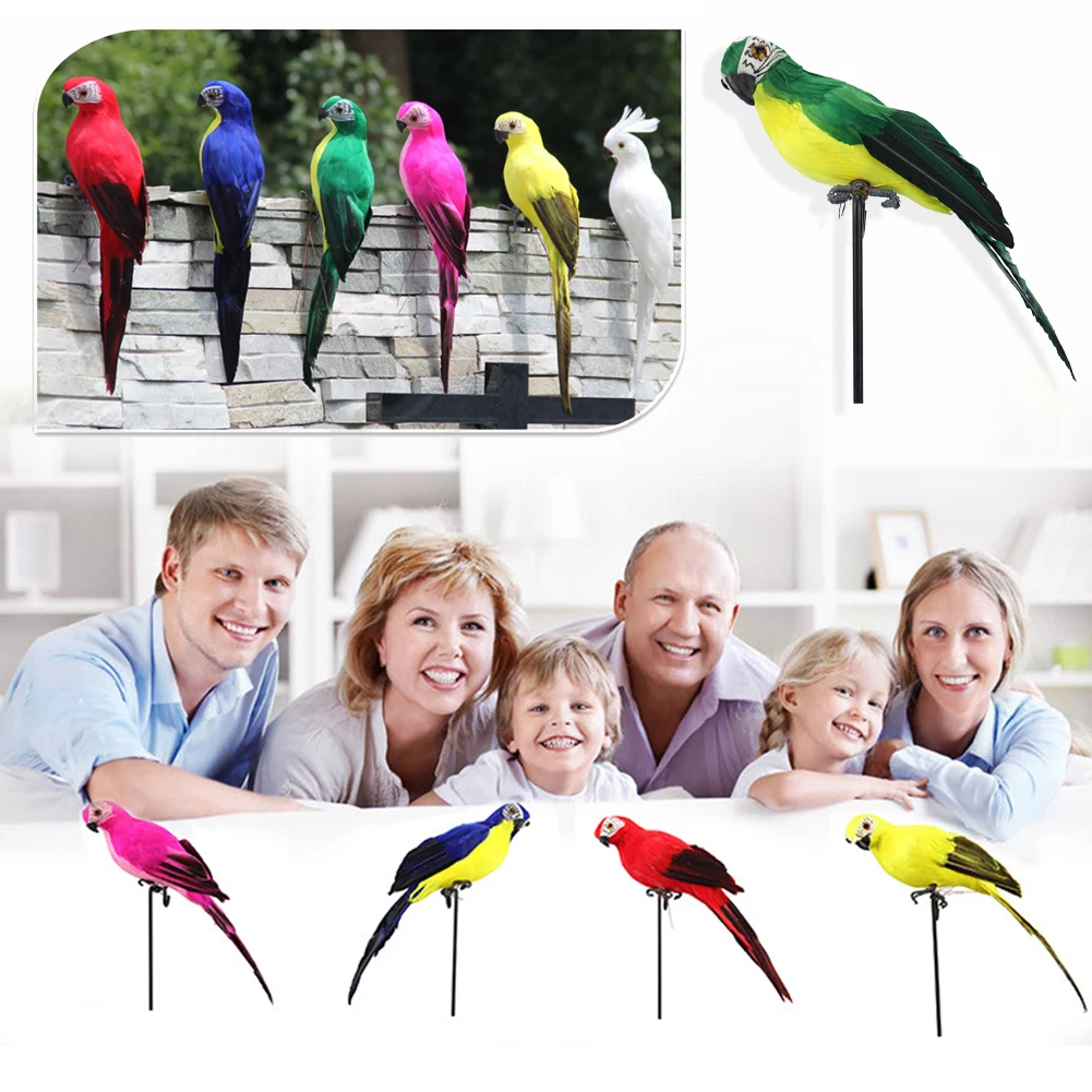 

Handmade Simulation Parrot Creative Feather Lawn Figurine Ornament Animal Bird Garden Bird Prop Decoration Miniature