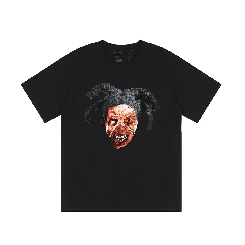 Фото Футболка Vlone мужская с коротким рукавом, модная брендовая тенниска с изображением призрака зомби, майка с V-образным вырезом, лето №4