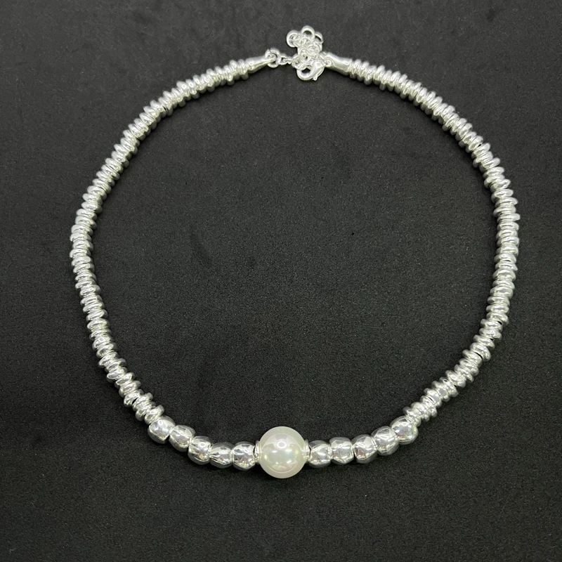 

Женское ожерелье высокого качества, простое индивидуальное ожерелье из стерлингового серебра с жемчугом в тяжелой промышленности, ювелирн...