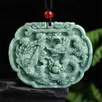 hot selling natural hand carve jade dragon and phoenix necklace pendant fashion jewelry accessories men women luck gifts