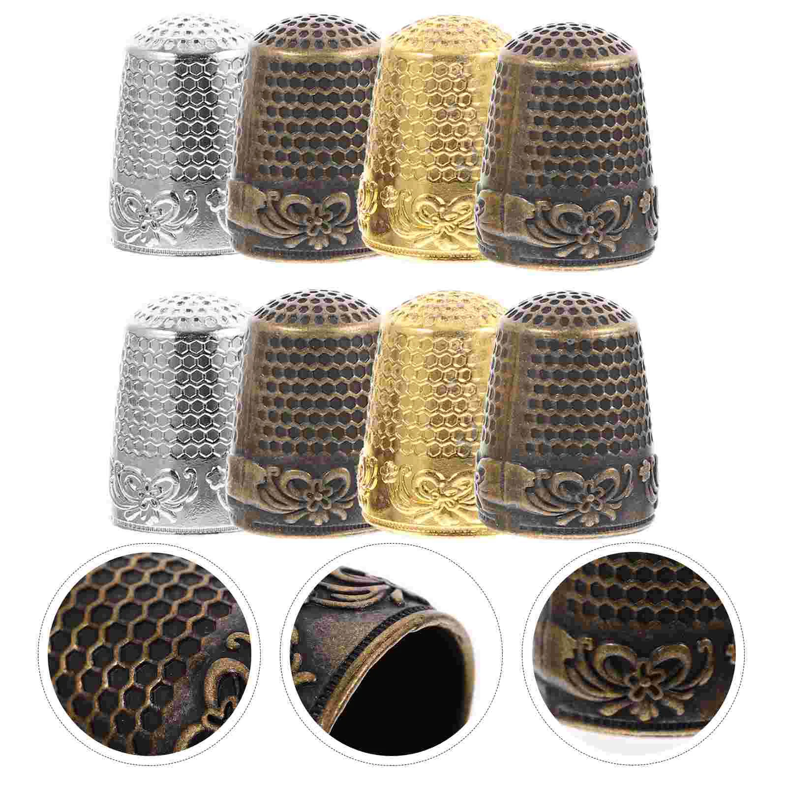 

8Pcs Professional Finger Protectors Copper Finger Thimbles Convenient Sewing Protectors