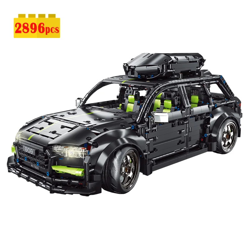 

New Technical Station Wagon RS6 Building Blocks Model MOC City Black Sports Car Bricks Assembling Toys for Boys Birthday Gift