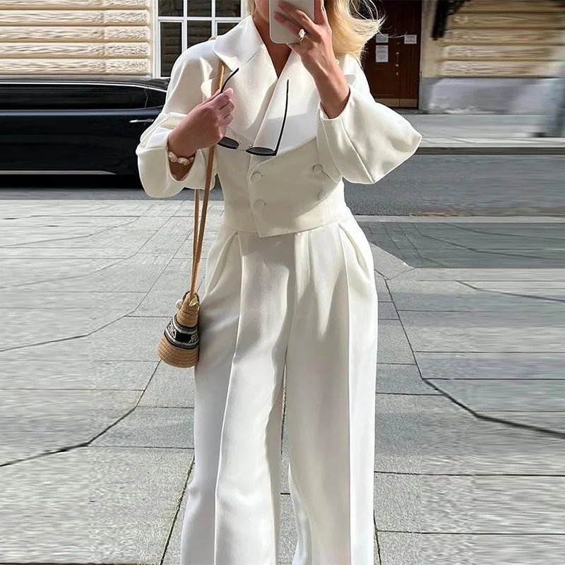 Женский пиджак комплекты брюк из двух предметов однотонные пальто с двойной