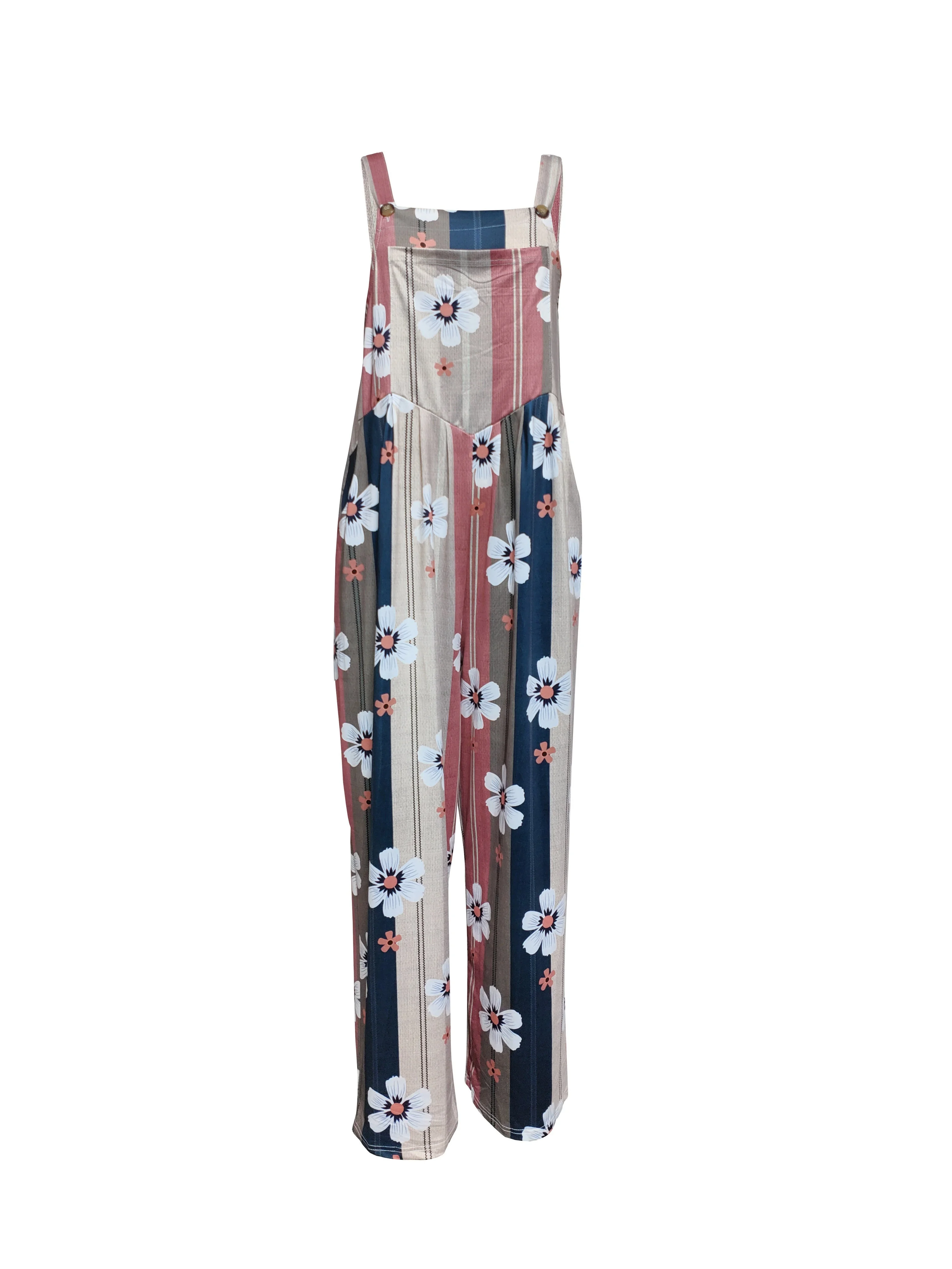 Женский Летний комбинезон на бретельках с квадратным вырезом и цветочным