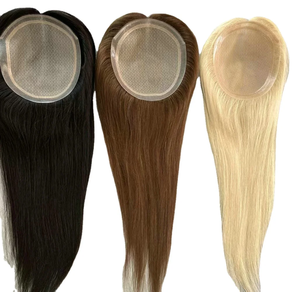 Hstonir Hair Toppers For Women Silk Toupee One Piece Human Natural Hairpiece European Remy Hair Accessories TP52