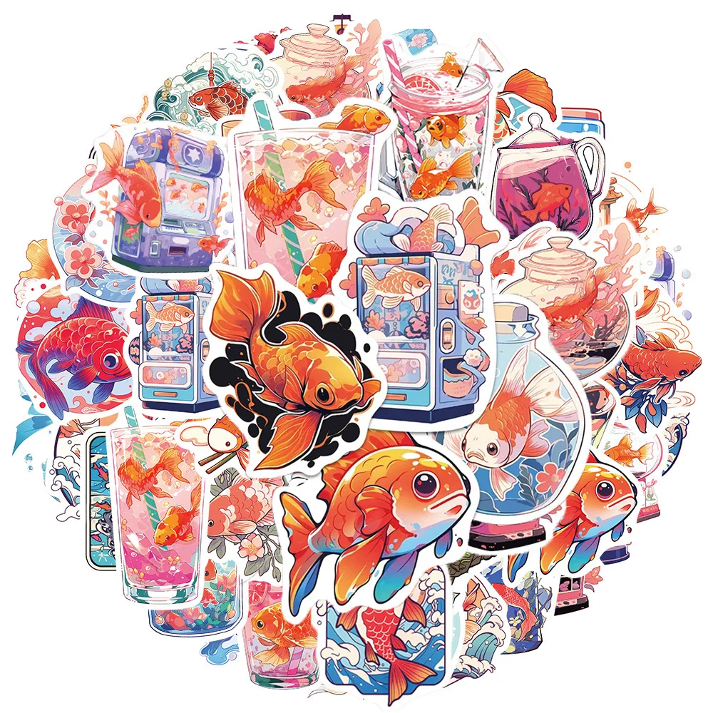 

10/50Pcs Cute Cartoon Goldfish Art Aesthetic Varied Graffiti Stickers DIY Wall Laptop Notebook Helmet Backpack Decoration Decals