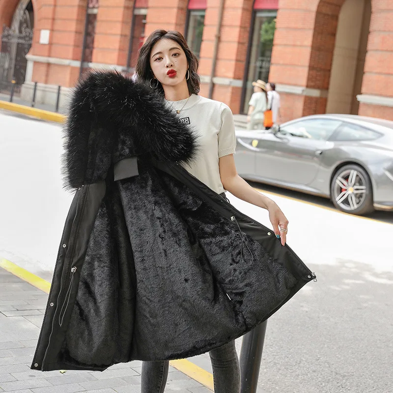 Women's Jacket Padded  2022 Winter Clothes Wool Collar Plush Overcoa Woman Hooded Warm Snow Wear Parka Coat Manteau Femme Hiver