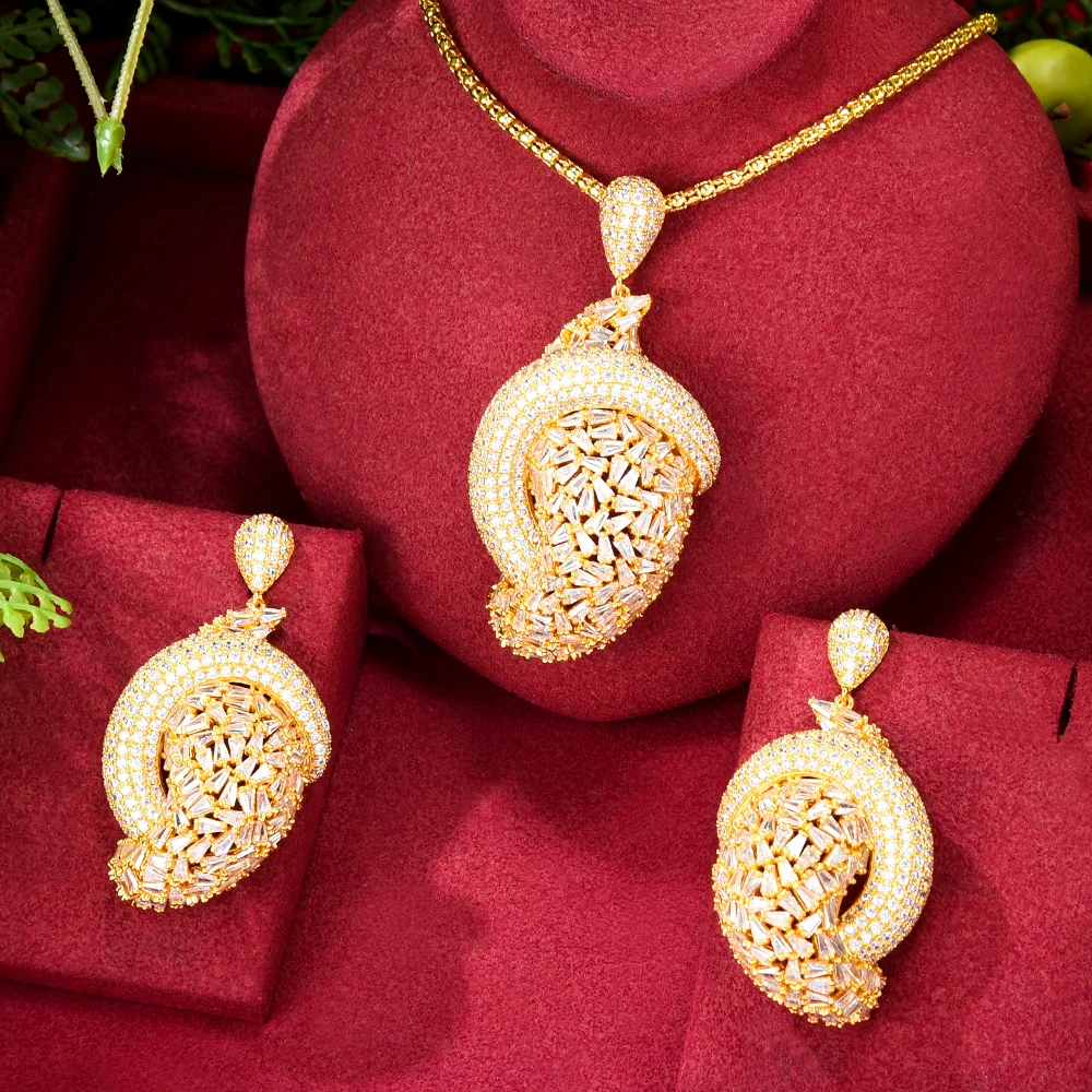 

Missvikki нигерийские 2 шт. Свадебные циркониевые ожерелье серьги для женщин аксессуары Африканский Дубай CZ свадебные ювелирные наборы