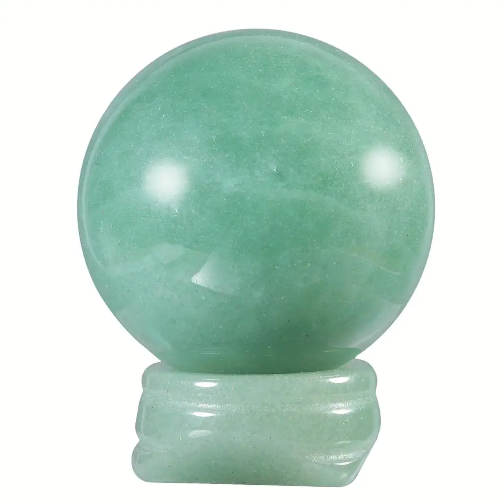 TUMBEELLUWA Natural Green Aventurine Ball Healing Crystal Stone Sphere With Stand For Table Decoration Home Ornaments