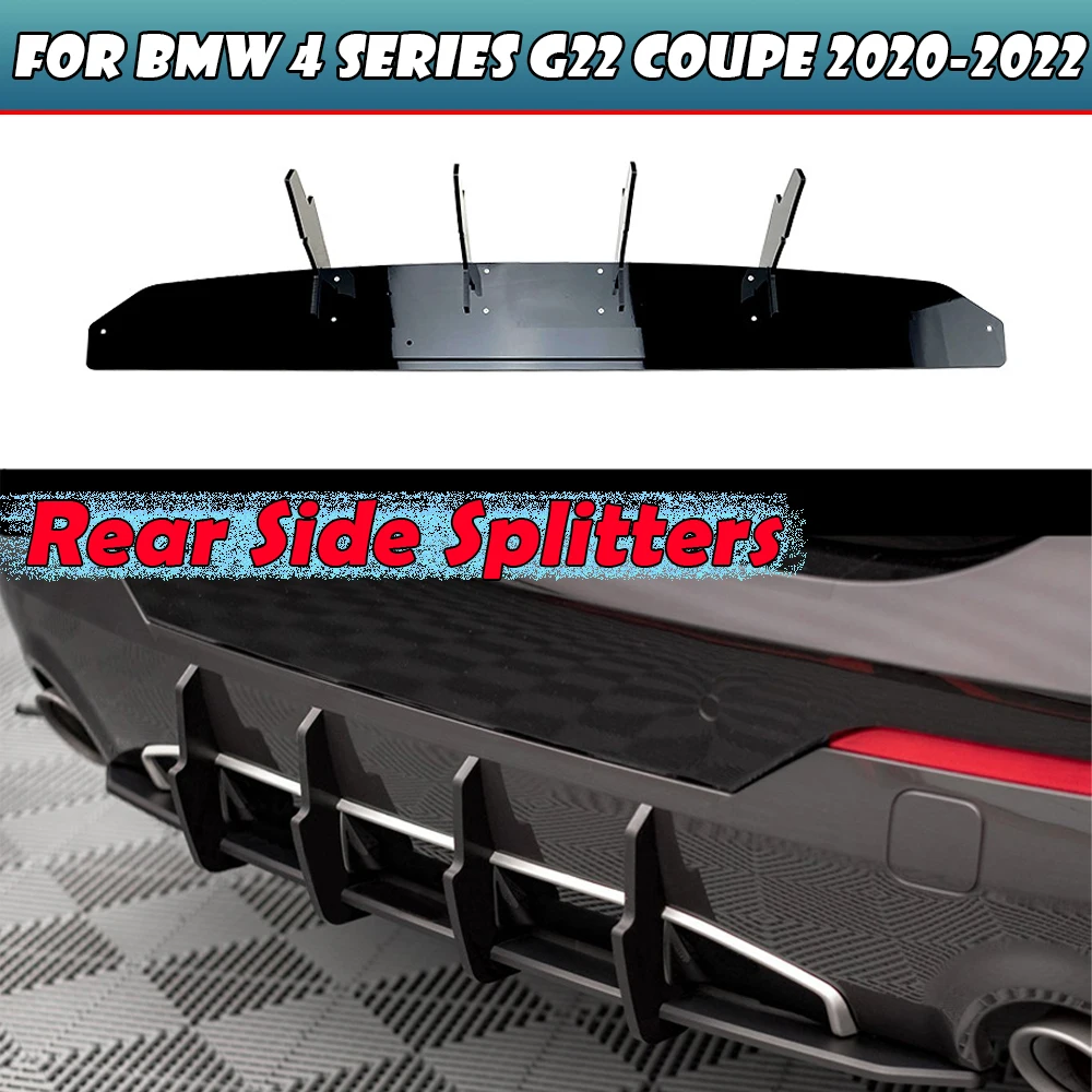 

Car Rear Bumper Diffuser Spoiler Lip Protect Cover For BMW 4 Series G22 Coupe 2020 2021 2022 Rear Side Splitters Car Accessories