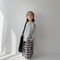 2022 fashion new baby girl high waist plaid skirt long child casual plaid skirt spring summer baby kids clothes