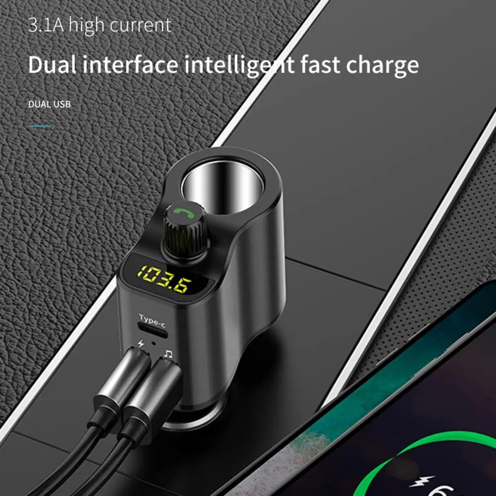 

C03 Cigarette Ignitor Dual USB LED Digital Display 3.1A Over Temperature Protection Type-C Charger for Vehicle