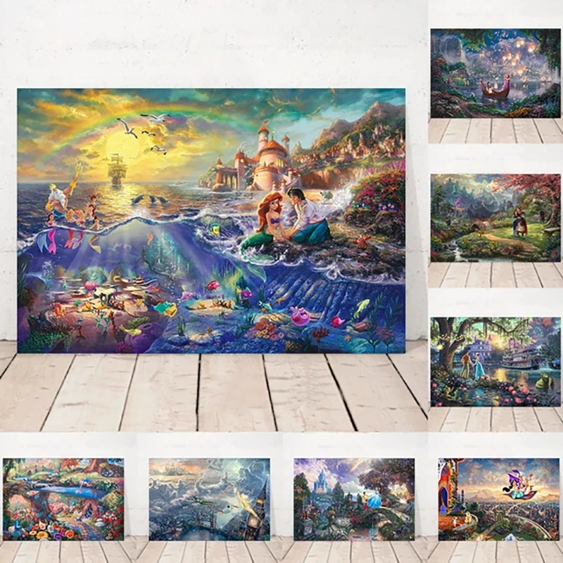 

Wall Artwork HD Mermaid Princess Printed Home Decoration Disney Poster Pictures Canvas Paintings for Living Room No Framework