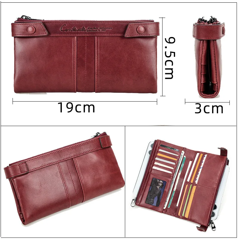 Модный женский бумажник из воловьей кожи с защитой от кражи двухскладной