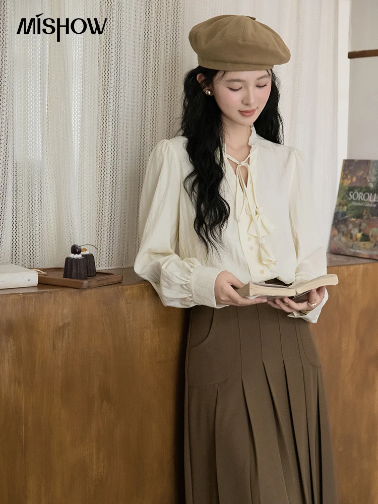 Женская рубашка с длинным рукавом и галстуком-бабочкой MXD42X1640