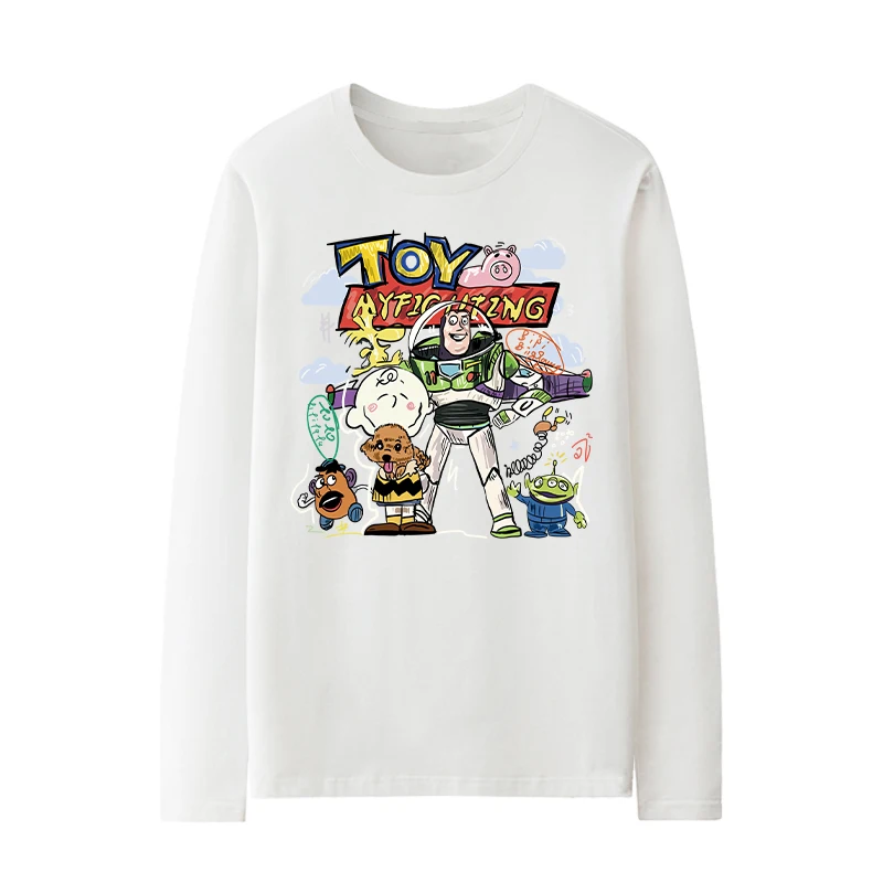 Мужская хлопковая футболка с длинным рукавом и принтом История игрушек