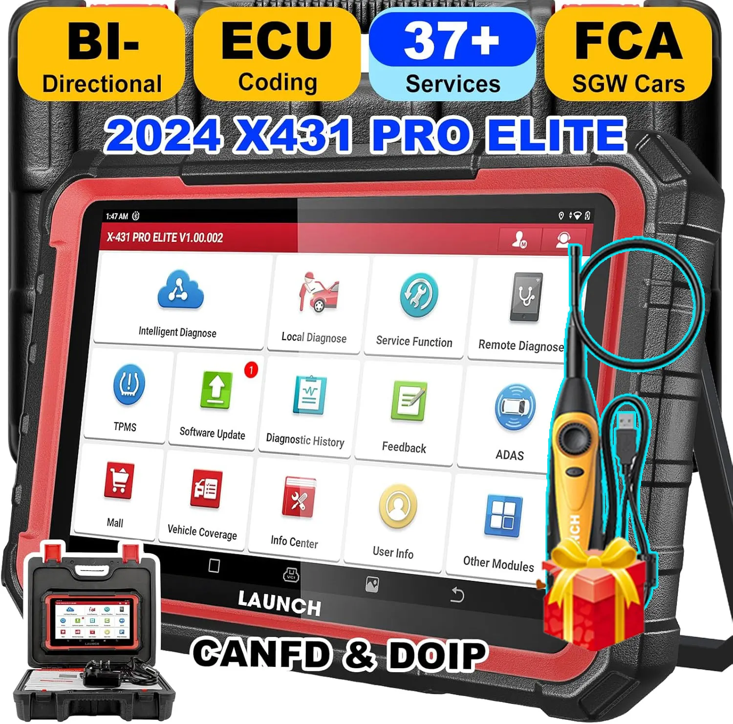 Сканер LAUNCH X431 PRO Elite OBD2 2024 новый двунаправленный инструмент сканирования с CANFD DOIP