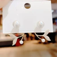 korean earings fashion jewelry fishtail simulation pearl cute earrings gifts for women girls fine stud earrings jewelry