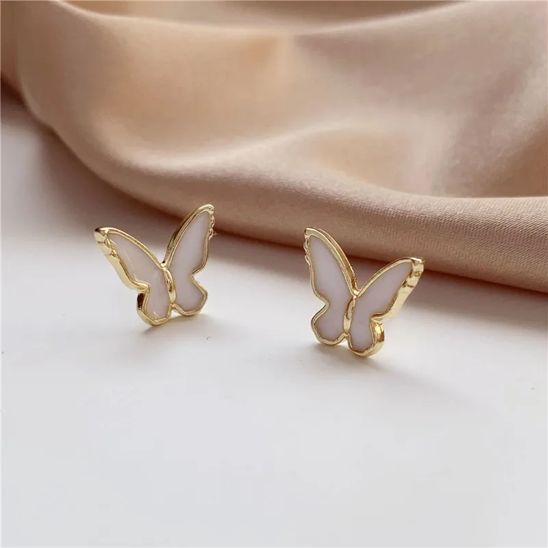 

Cute Fairy White Butterfly Earrings Vintage Girls Small Earrings Wholesale