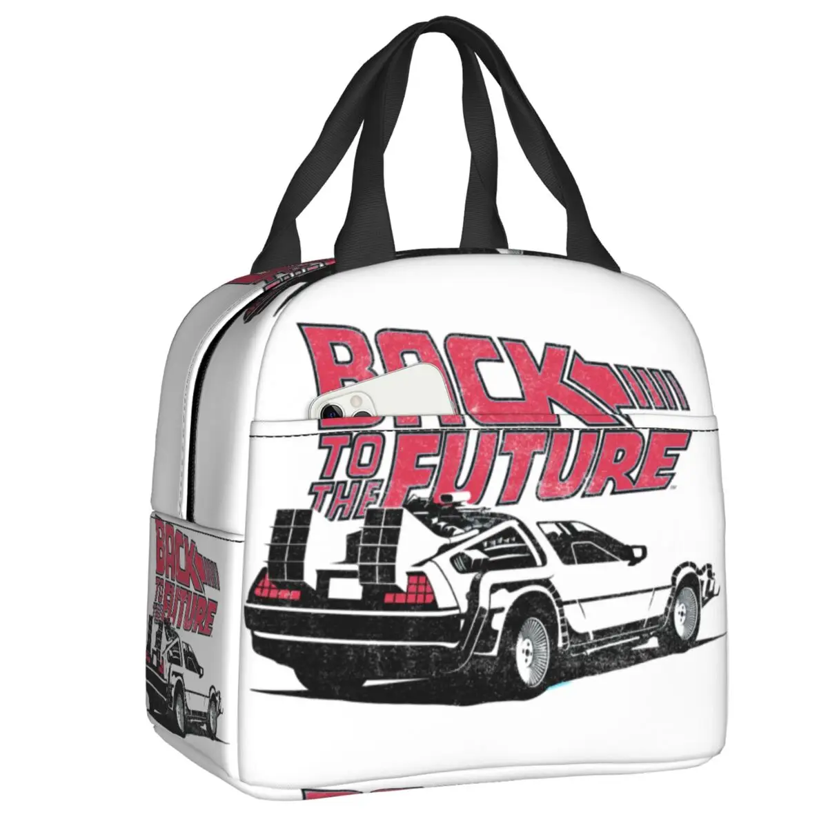

Vintage Back To The Future Lunch Bag Thermal Cooler Insulated Lunch Box for Women Kids School Work Picnic Food Tote Container